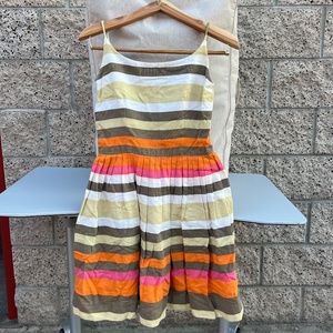 Vintage Pleated Striped Dress